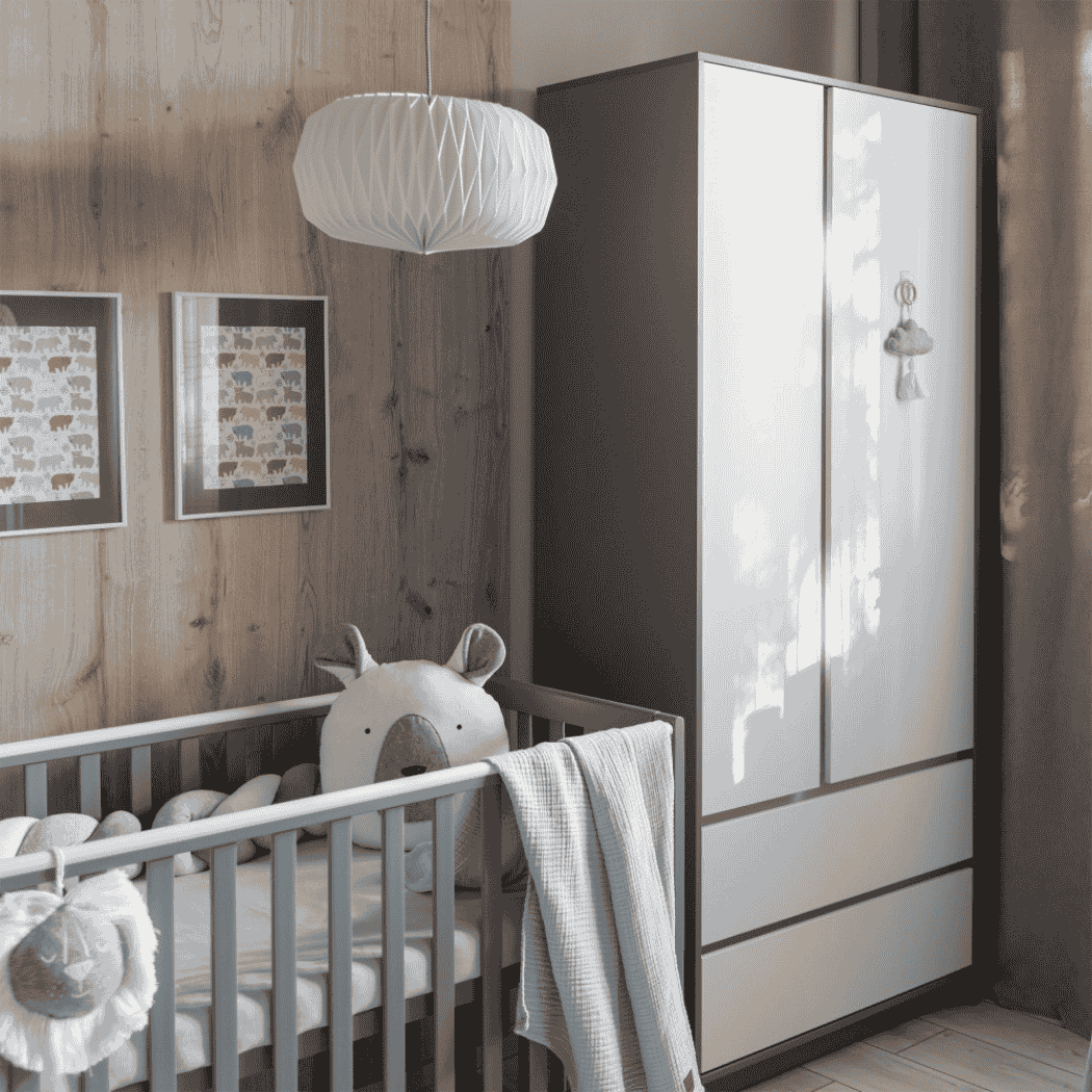 Dětska šatní skřín Lovitto 900 Gekko Kids, Bílá / Grafitová